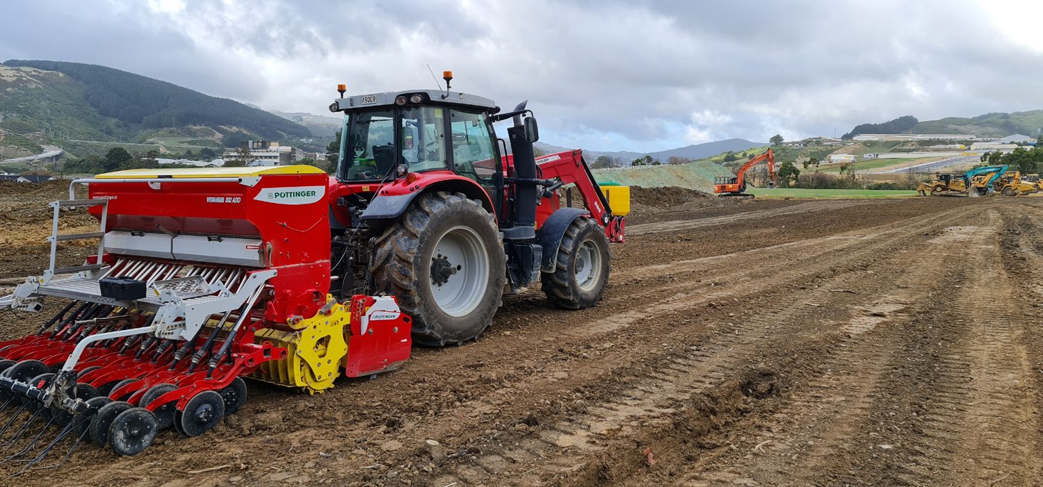 Tractor and power harrow preparing a large seedbed
