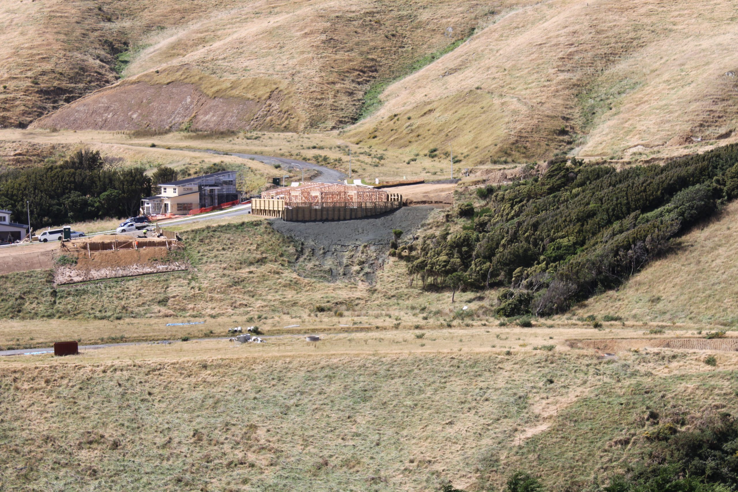 Earthworks for a new subdivision in hill country